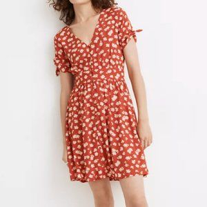 Button-Front Tie-Sleeve Retro Dress Size 0